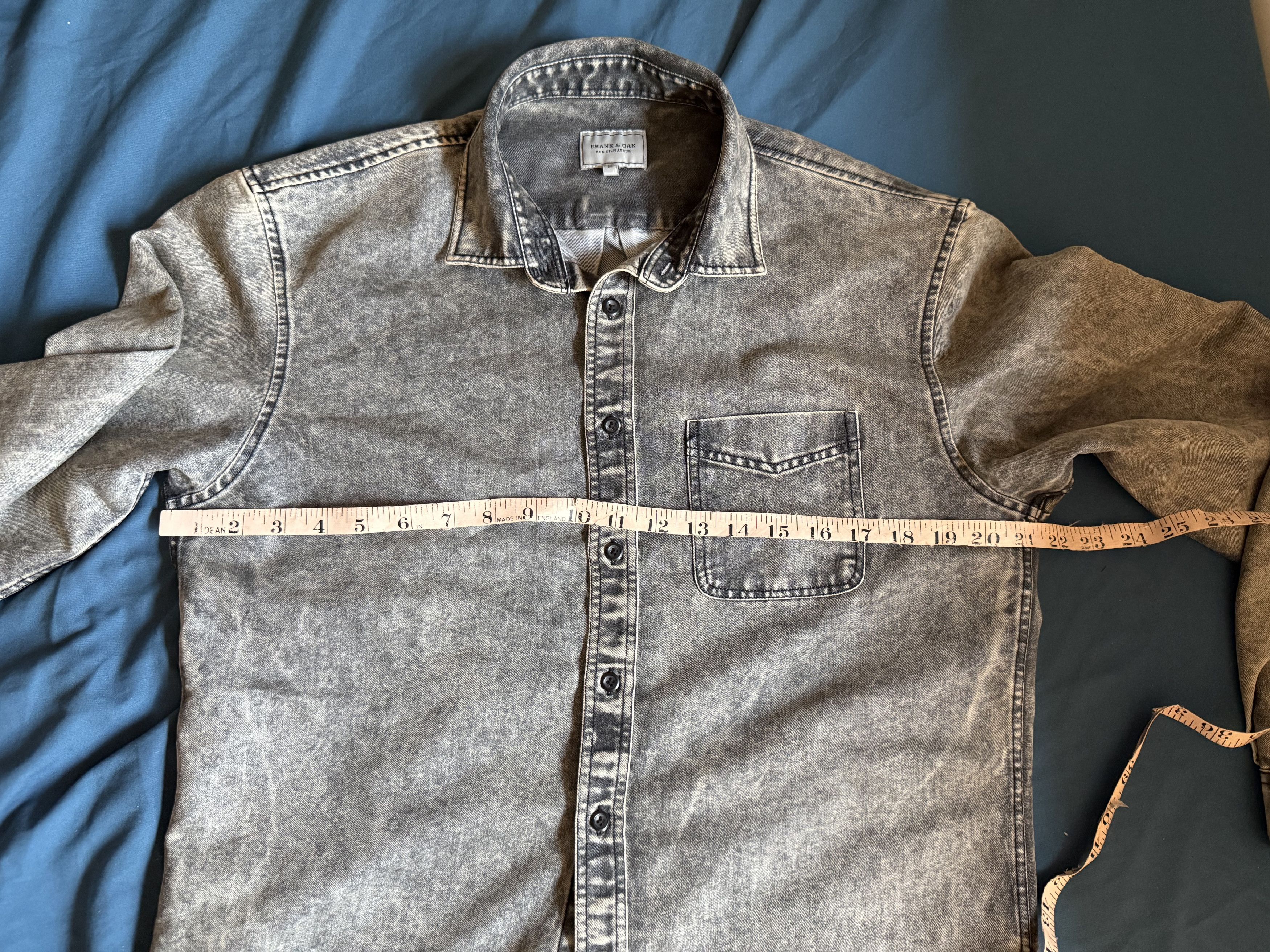 Frank & Oak Frank & Oak acid wash denim button up shirt slim med $89.50 Size US M / EU 48-50 / 2 - 3 Thumbnail