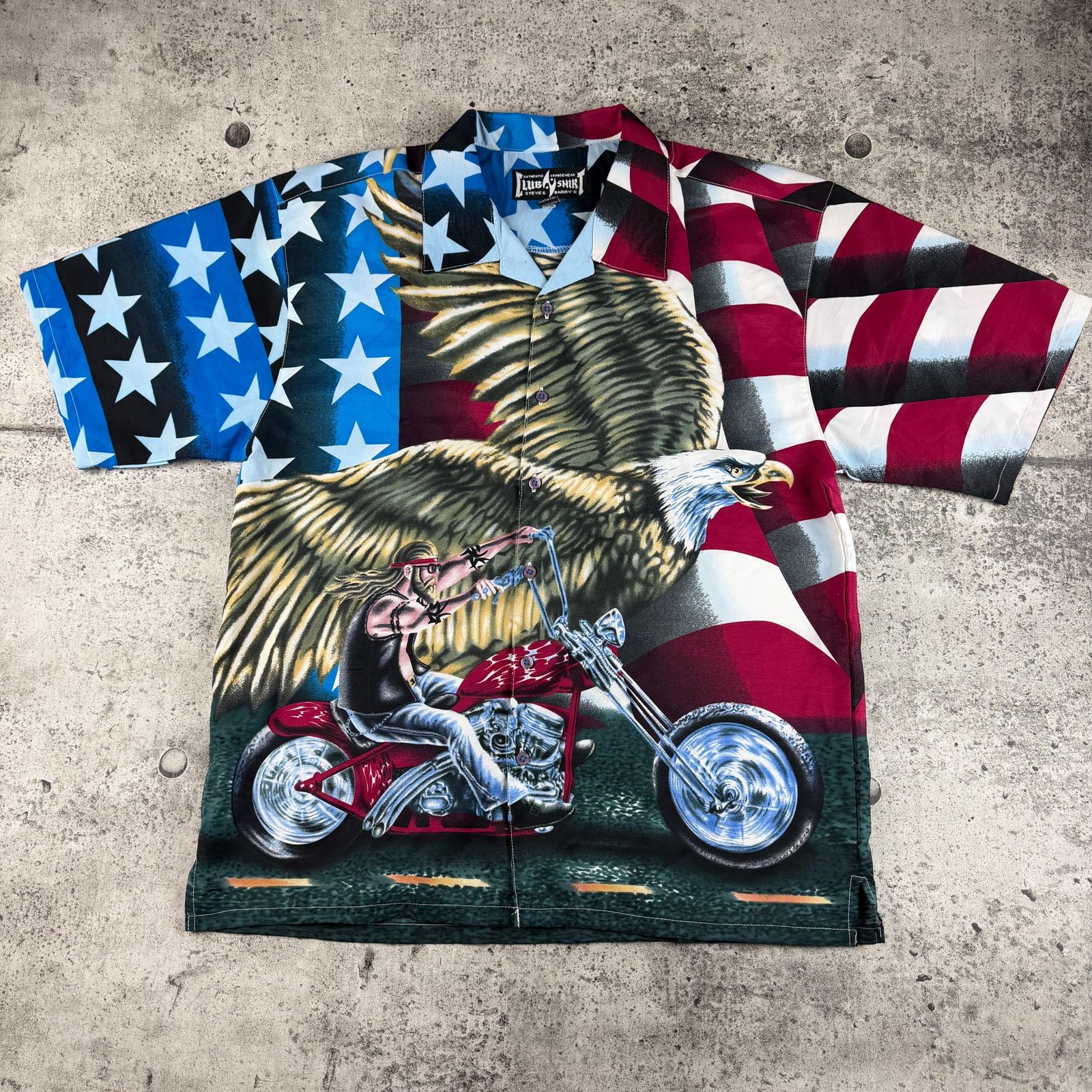 Steve And Barrys All Over Print Biker Button Up Shirt Large Club Shirt Size US L / EU 52-54 / 3 - 1 Thumbnail