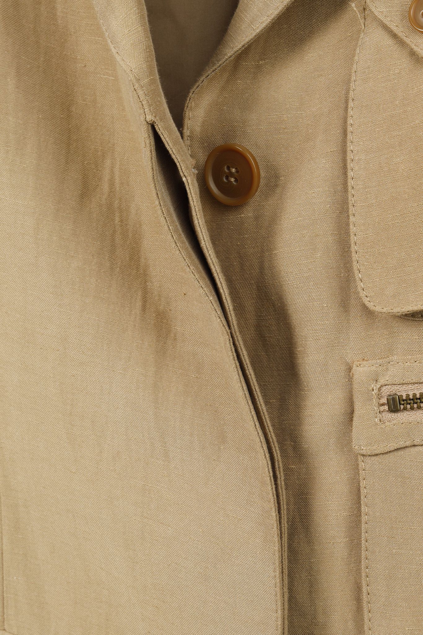 SMYTHE Smythe Surplus Khaki Linen-Blend Cargo Blazer Size XS / US 0-2 / IT 36-38 - 8 Thumbnail