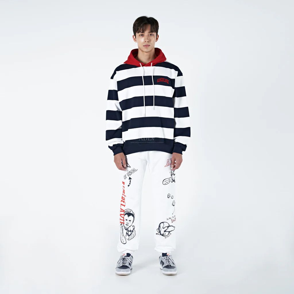 acme de la vie acmé de la vie STRIPE ARCH LOGO HOODIE NAVY Size US L / EU 52-54 / 3 - 1 Thumbnail