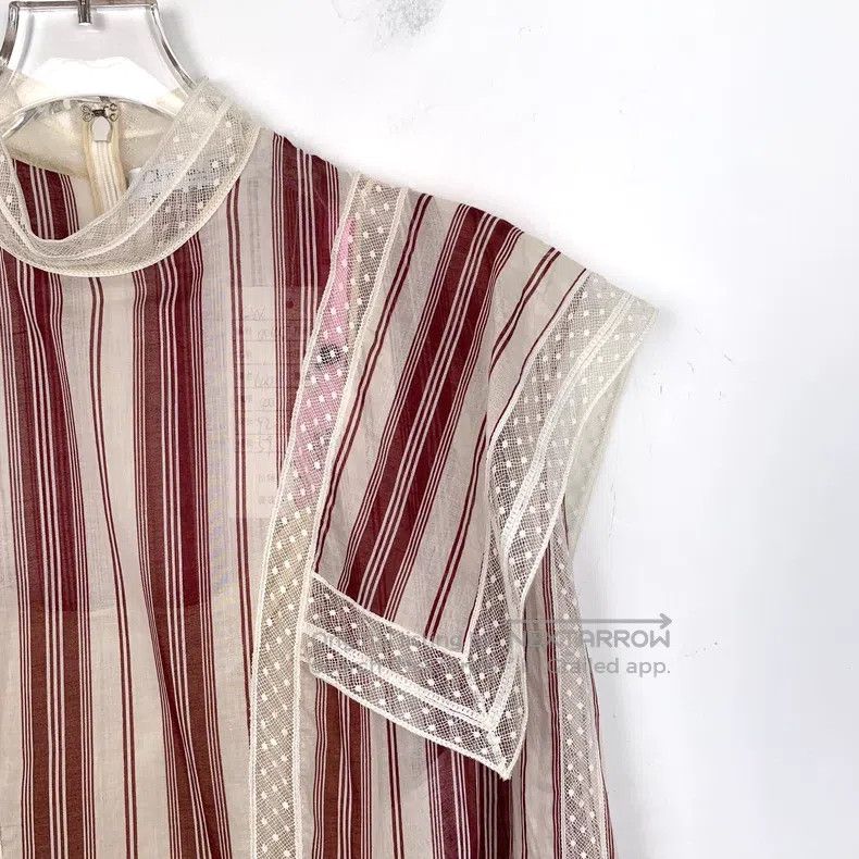 Dior Dior Colour-blocked striped lace cotton round-neck long-sl Size XS / US 0-2 / IT 36-38 - 3 Thumbnail