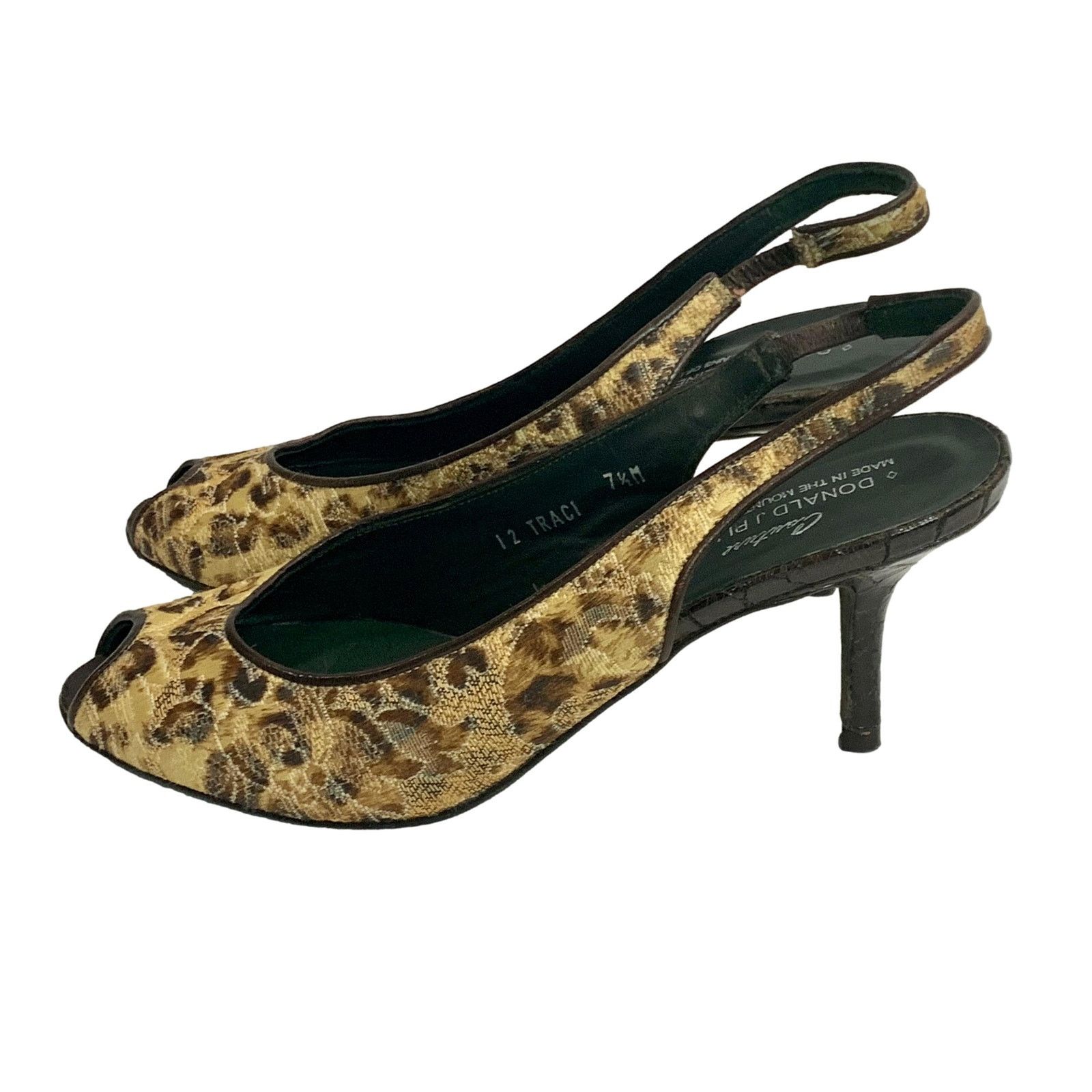 Donald Pliner × Vintage 90s Donald Pliner Leopard Print Slingback Heels Peep Toe 7.5 Size US 7.5 / IT 37.5 - 2 Thumbnail