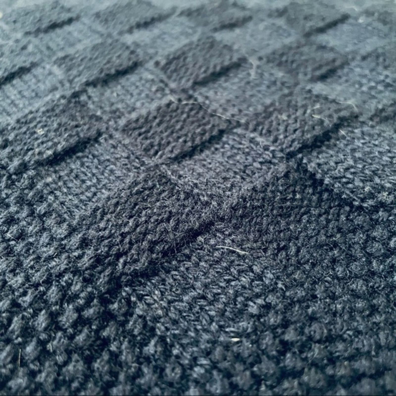 J.Crew J Crew Navy Blue Unisex Checkered Texture Wool Muffler Scarf Size ONE SIZE - 4 Thumbnail