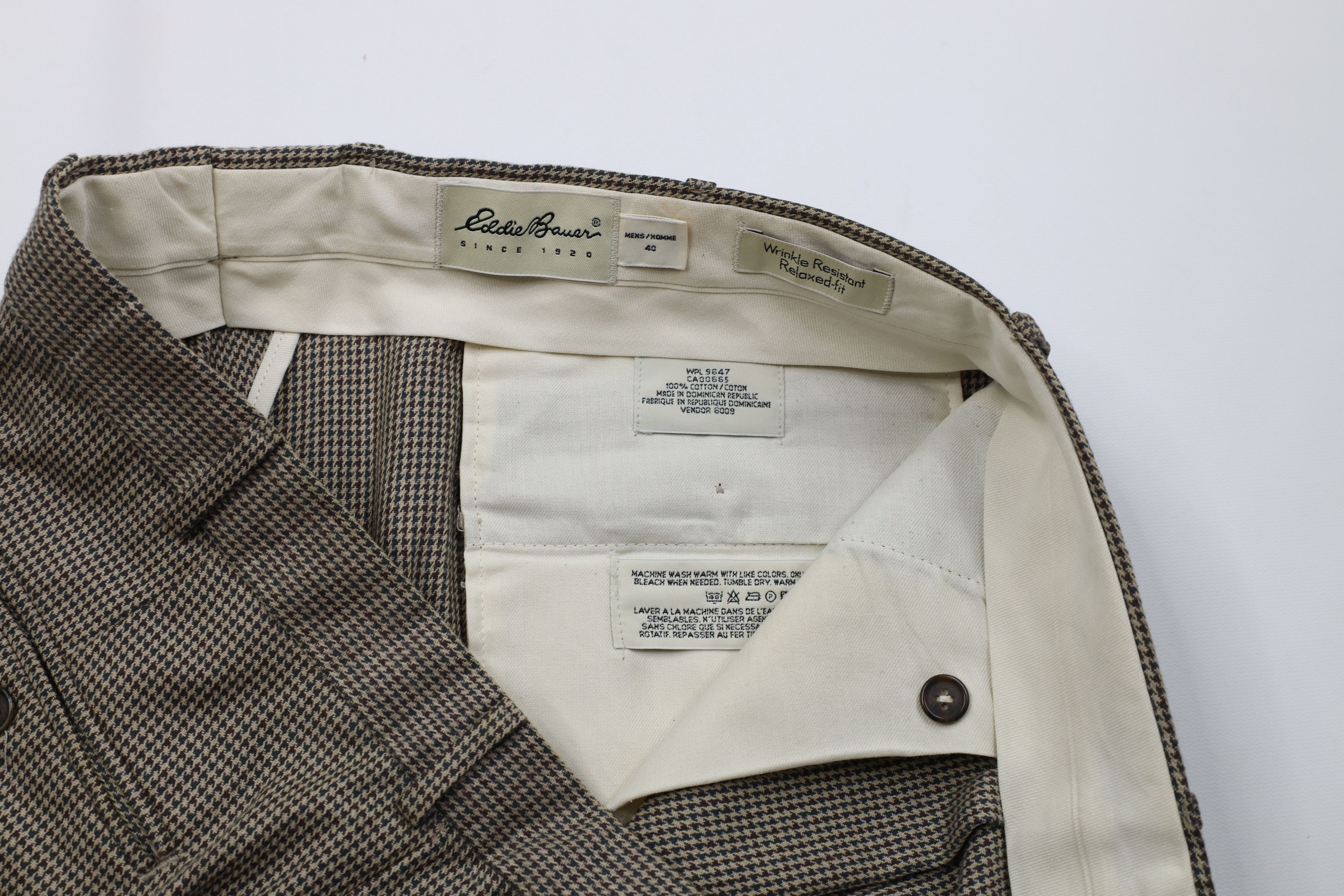 Eddie Bauer Vintage 90s Eddie Bauer Houndstooth Wide Leg Chino Pants Size US 40 / EU 56 - 8 Thumbnail