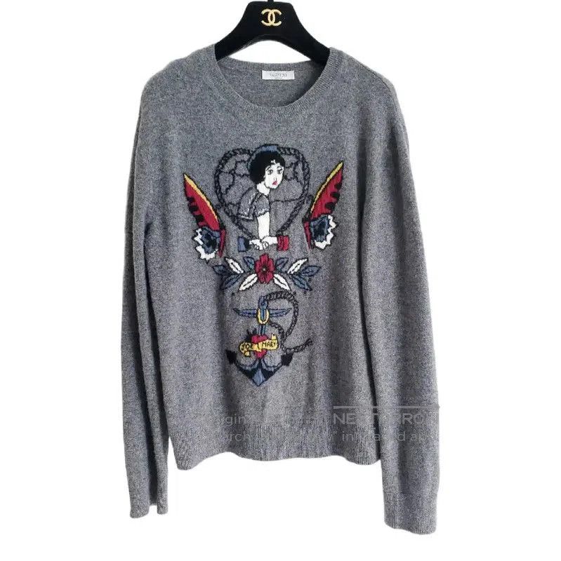 Other Valentino Women's Gray Cashmere Graphic Pullover . Size XS / US 0-2 / IT 36-38 - 1 Thumbnail