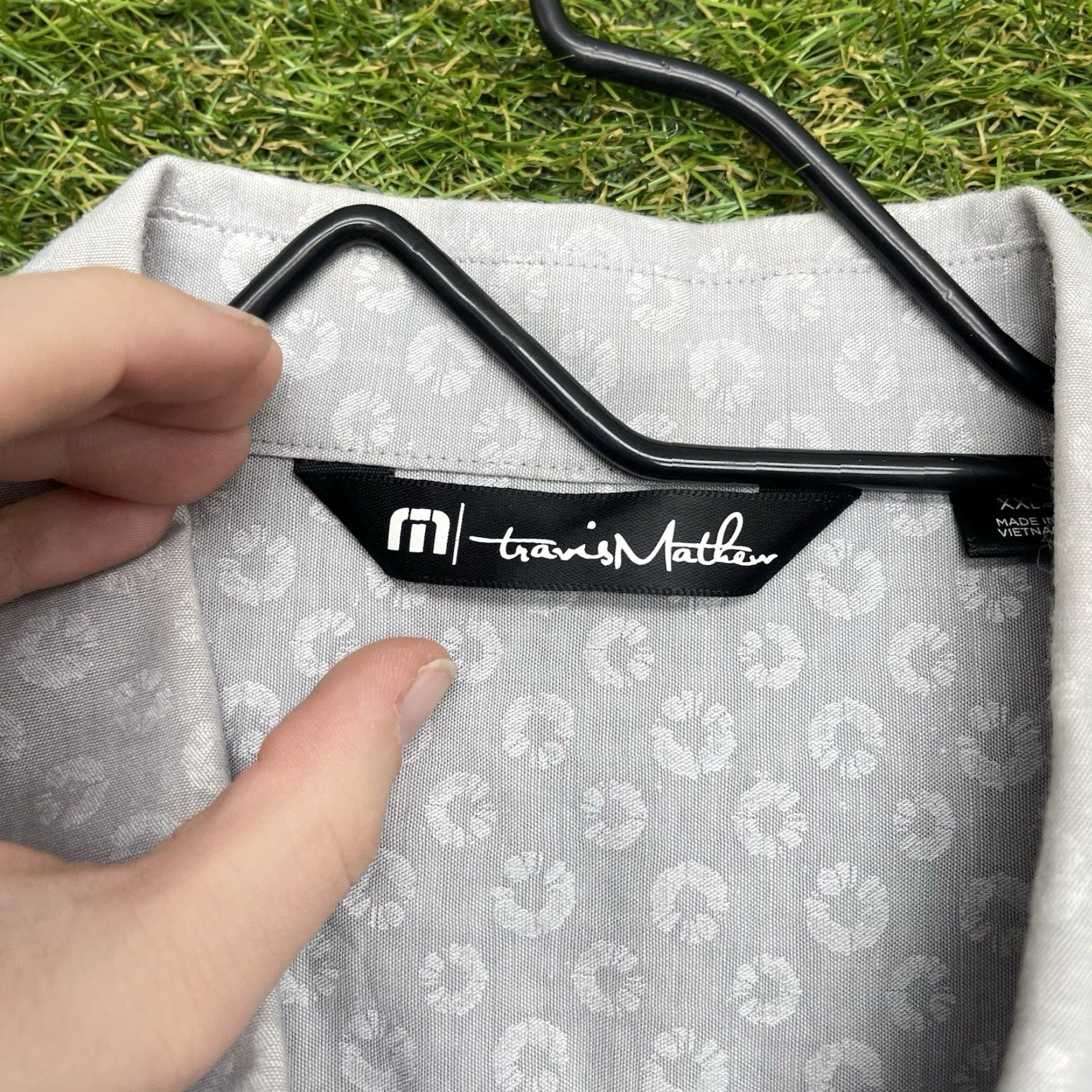 TravisMathew Travis Mathew Shirt Mens 2XL Button Up Gray Geometric Cotton Golf Casual XXL Size US XXL / EU 58 / 5 - 7 Thumbnail