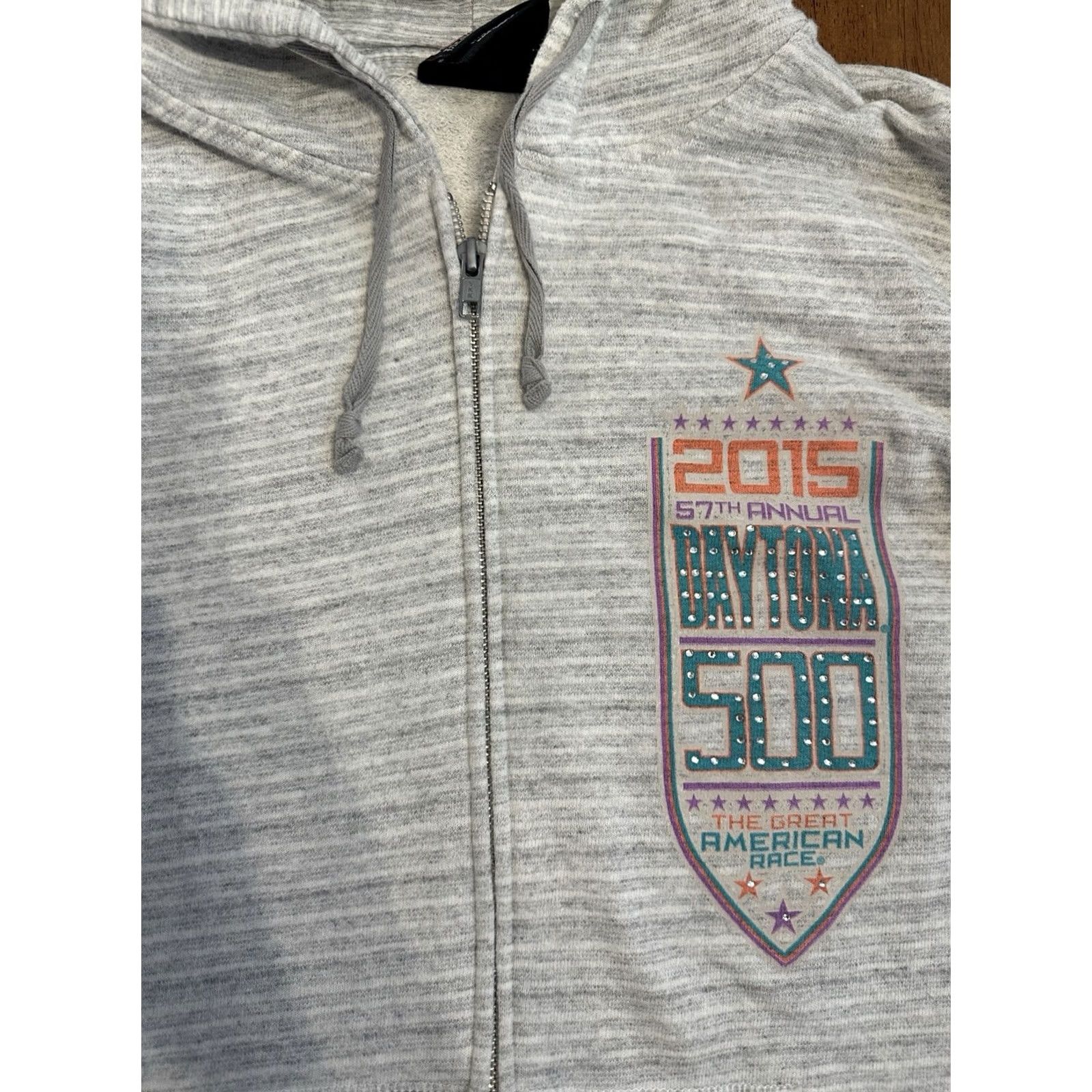 NASCAR VINTAGE 2015 Daytona 500 Womens Full Zip Hoodie Sweatshirt NASCAR M Gray Pullover Zip Hoodie Collectable Christmas Nascar Womens M Size M / US 6-8 / IT 42-44 - 2 Thumbnail