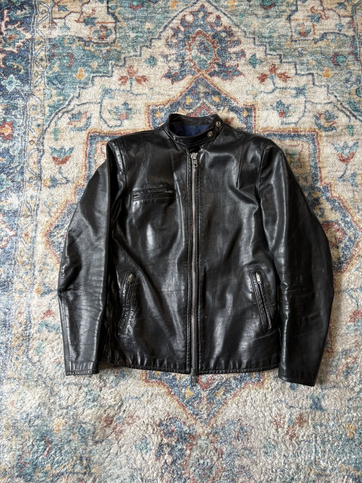 Vintage Vintage 80s Black Zip-up Leather Jacket Medium Size M / US 6-8 / IT 42-44 - 1 Thumbnail