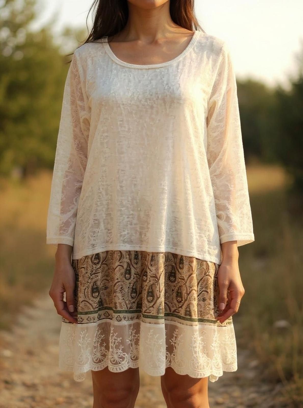 Other My Story Women's Long Sleeve Dress w/Lace and Paisley Detail Size L / US 10 / IT 46 - 2 Thumbnail