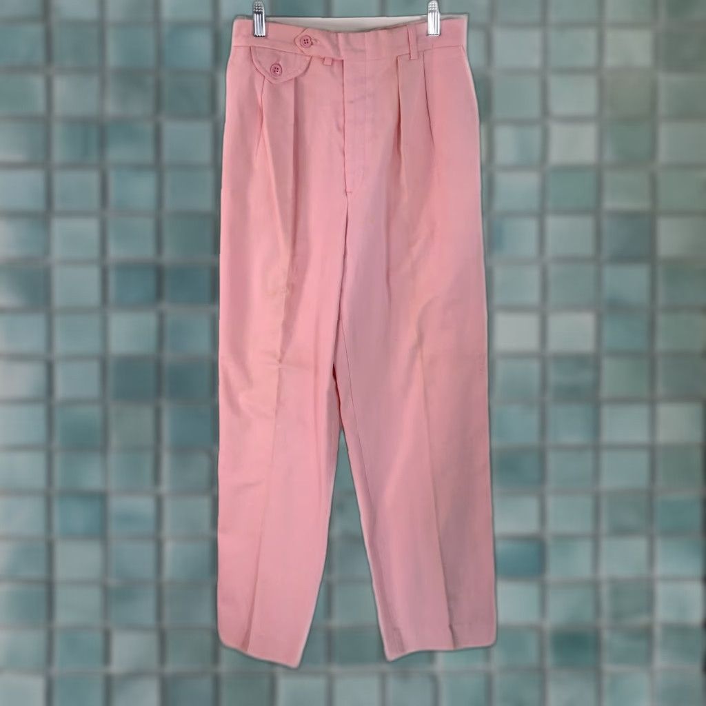 Vintage Harvé Benard Pink Pleated Dress Pants Women’s Size 10 28x30 Pinstripe Casual Regular Fit Size 32" / US 10 / IT 46 - 1 Thumbnail