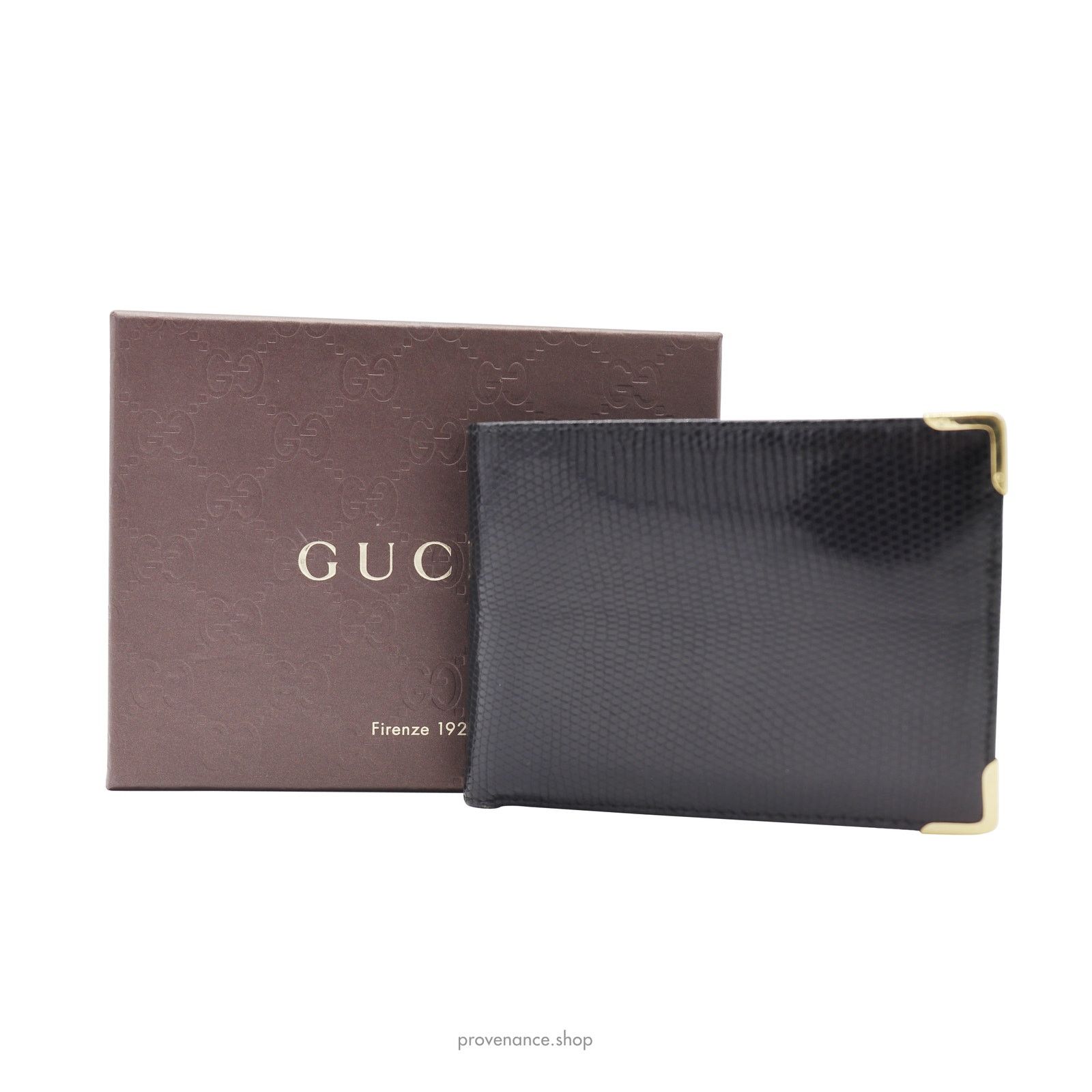 Gucci 🔴 Gucci Bifold Wallet - Black Lizard Leather Size ONE SIZE - 1 Thumbnail