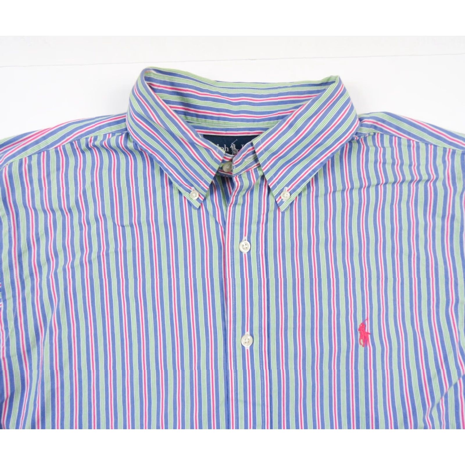 Ralph Lauren VINTAGE Ralph Lauren Men's Shirt Button Up Long Sleeve Striped Blue Classic Fit Preppy Size US L / EU 52-54 / 3 - 2 Thumbnail