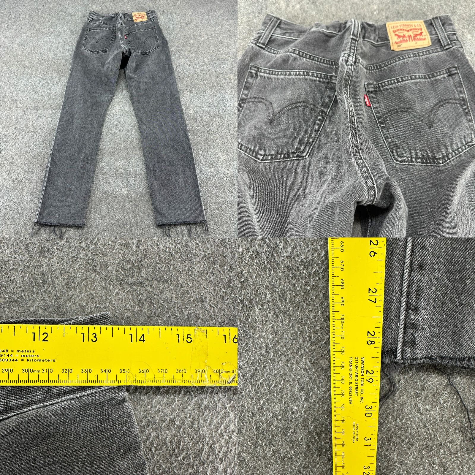 Levi's Levi's 501 Jeans Women 27x29 Black Straight Leg Regular Fit Distressed 5-Pocket Denim Modern Gray Wash Size 27" / US 4 / IT 40 - 9 Thumbnail