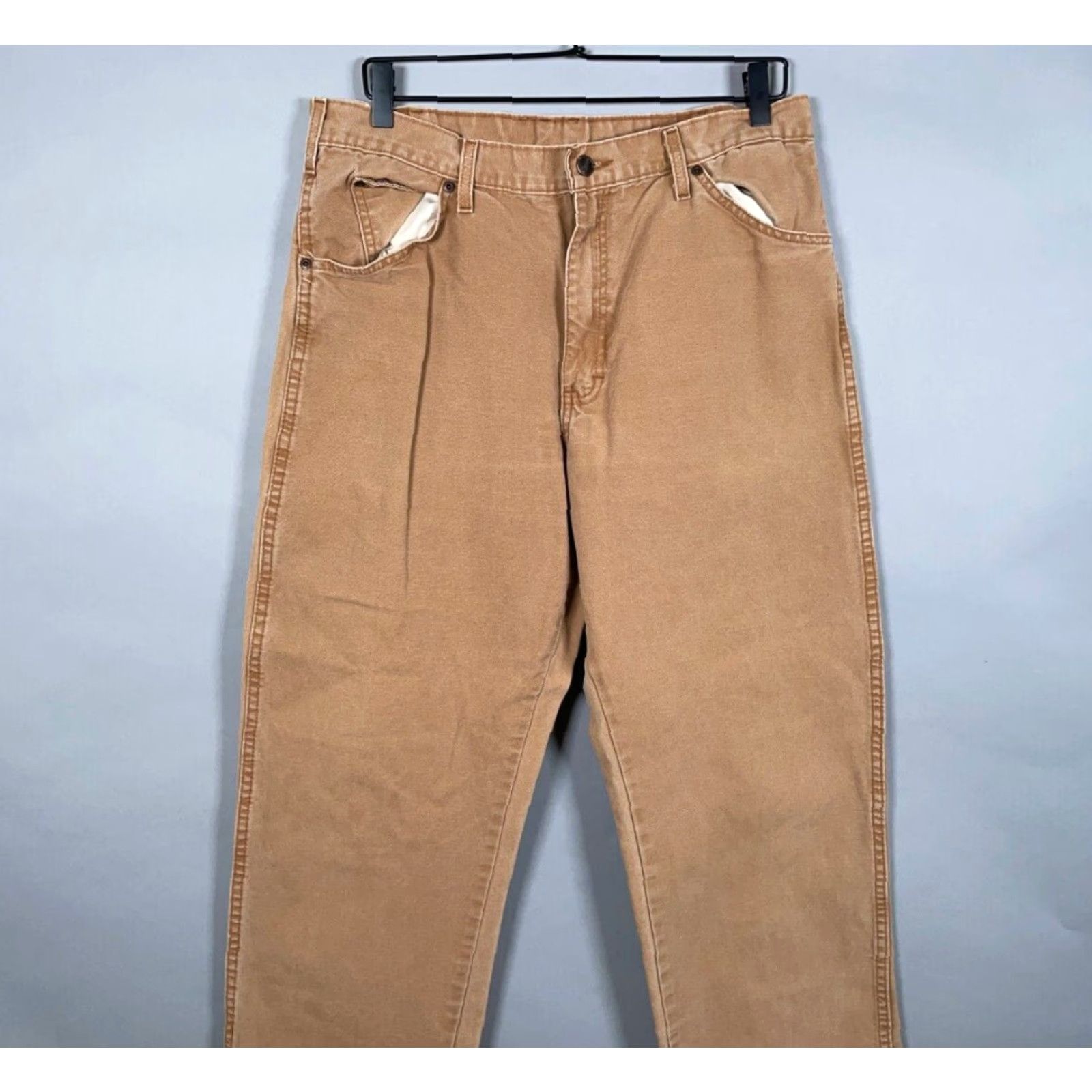 Dickies Dickies Cotton Canvas Utility Pants Men's 34 x 32 Brown Relaxed Fit Vol. 90s Grunge Hipster Outdoor Belt Loops Front Zip Pockets Workwear Casual Size US 34 / EU 50 - 4 Thumbnail