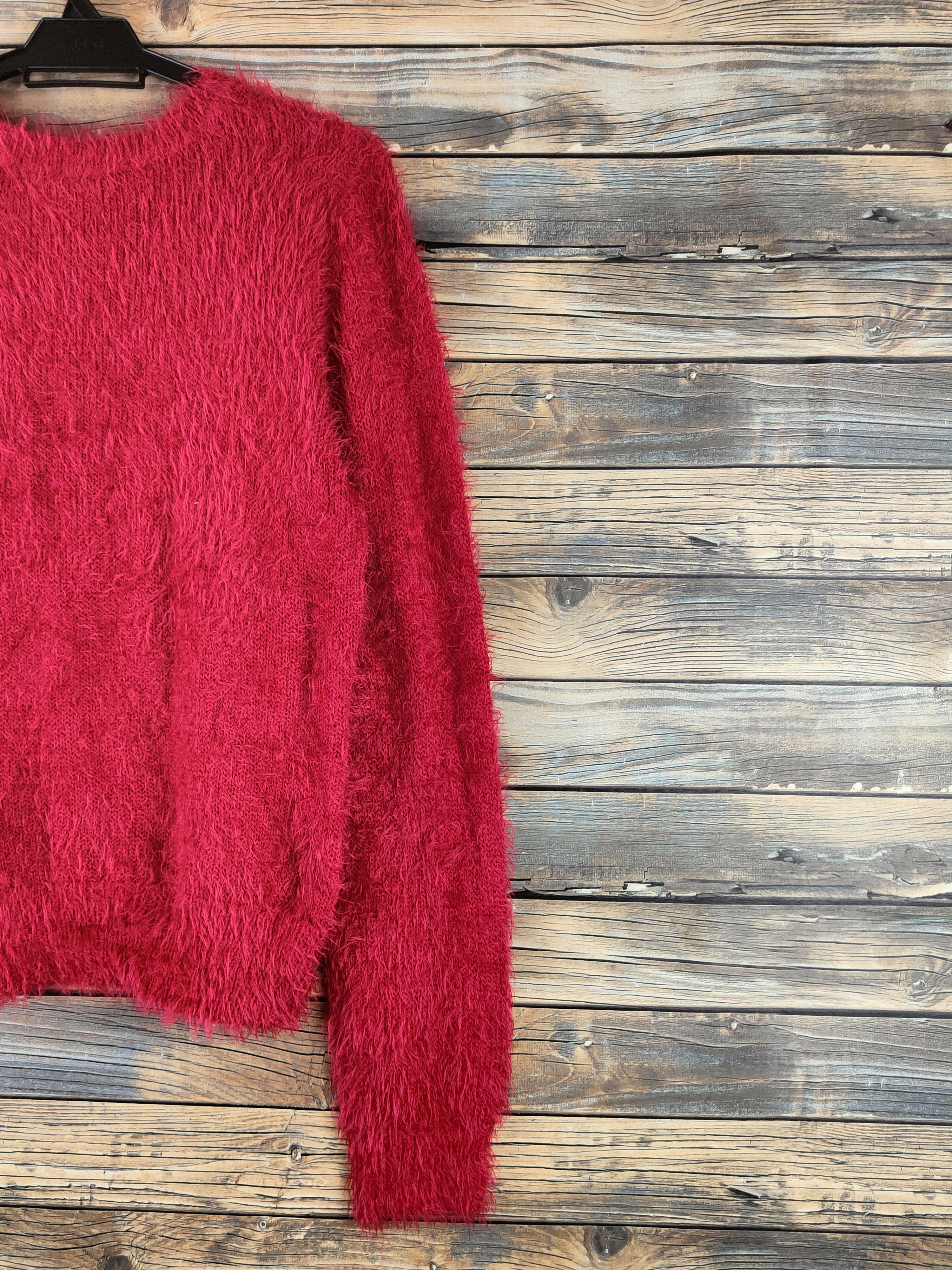 Japanese Brand DL Blue Strive Red Fur Mohair Knitwear #46-439 Size L / US 10 / IT 46 - 9 Thumbnail