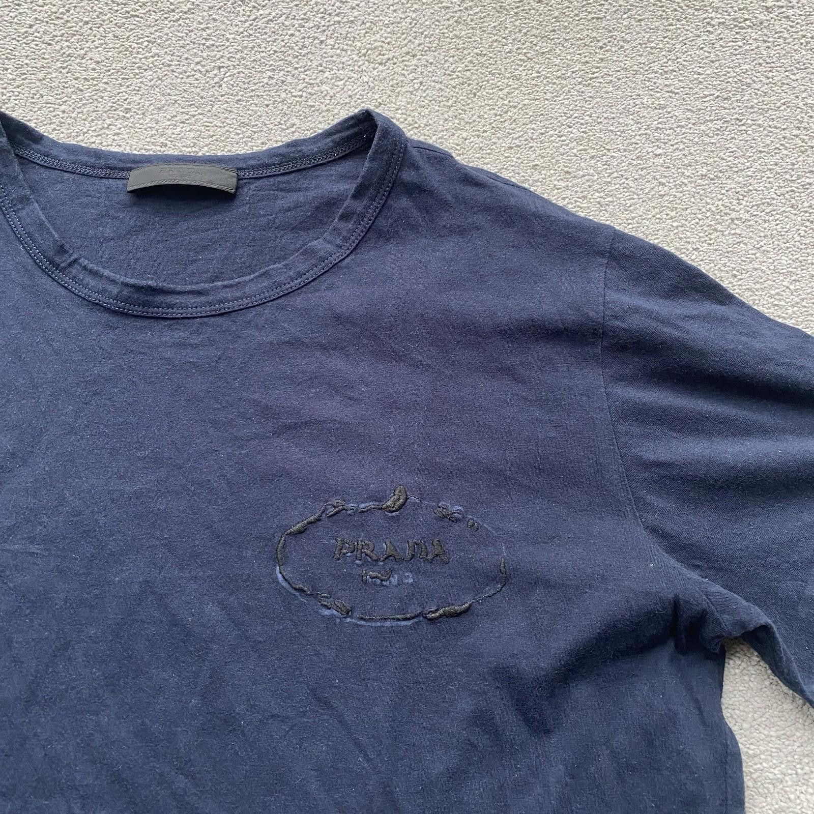 Prada Prada Milano Embroidered Men’s T-Shirt Navy Medium M Size US M / EU 48-50 / 2 - 2 Thumbnail