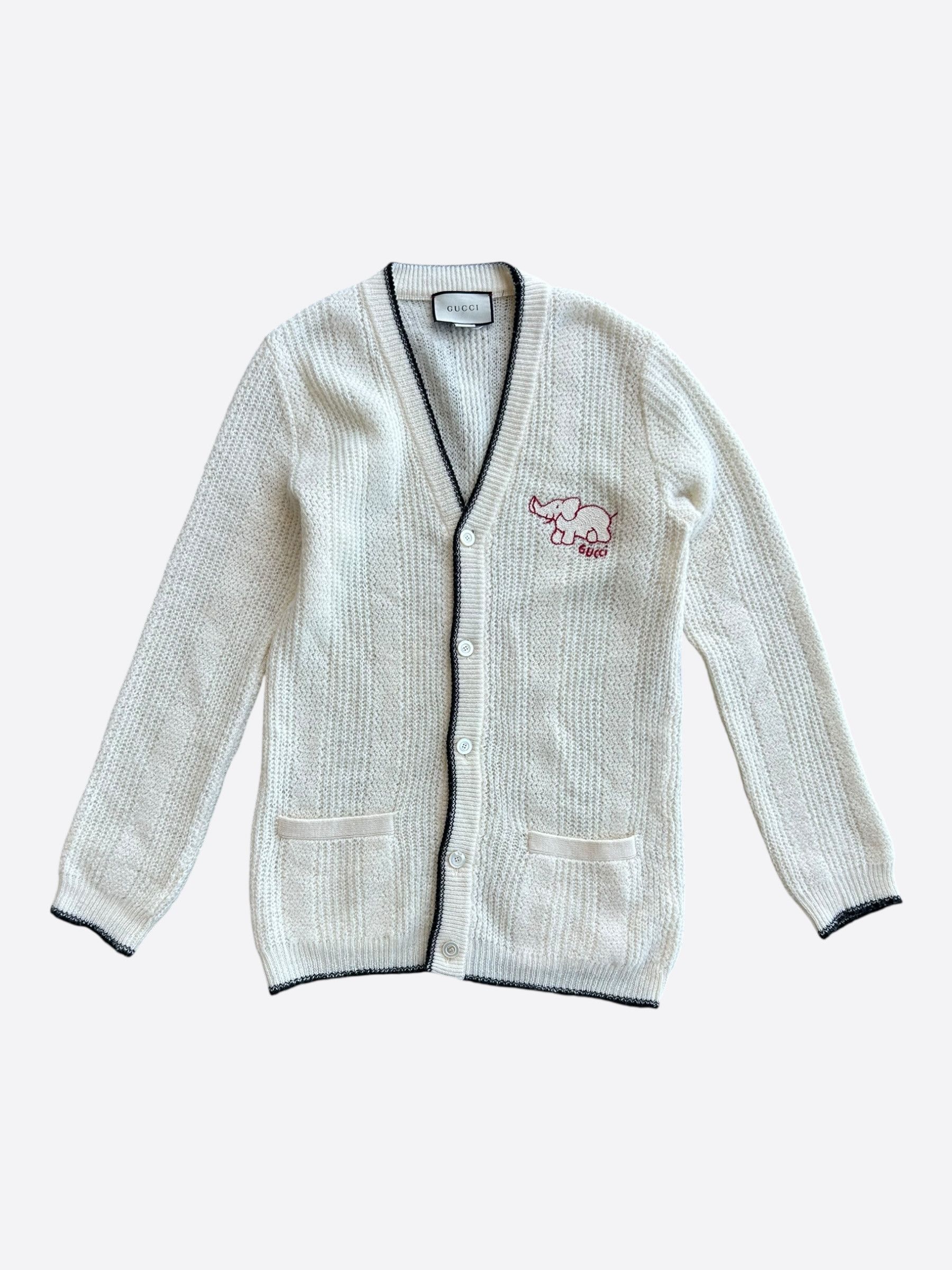 Balenciaga Gucci Cream & Black Elephant Logo Women's Knit Cardigan Size M / US 6-8 / IT 42-44 - 1 Thumbnail