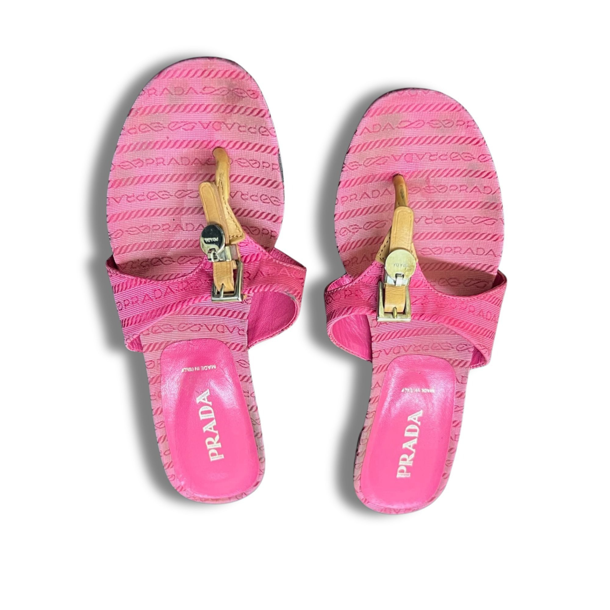 Prada Vintage Prada Pink Sandals Women's 6 Thong Kitten Heel Made Size US 6 / IT 36 - 2 Thumbnail