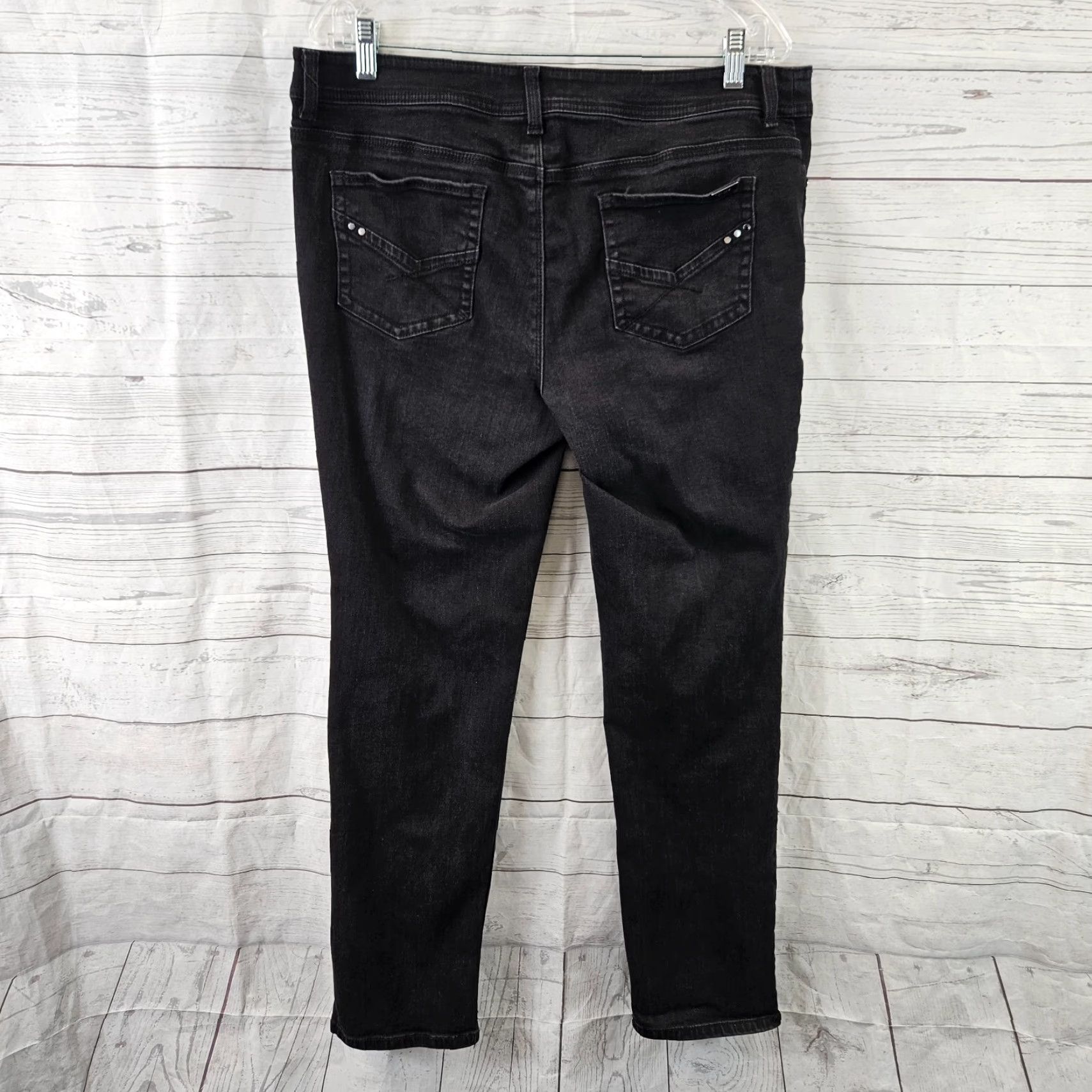 Vintage Chico's So Slimming Womens Jeans Size 12 Black Mid Rise Cotton Blend Skinny Tight Denim Pants Size 34" / US 12 / IT 48 - 3 Thumbnail