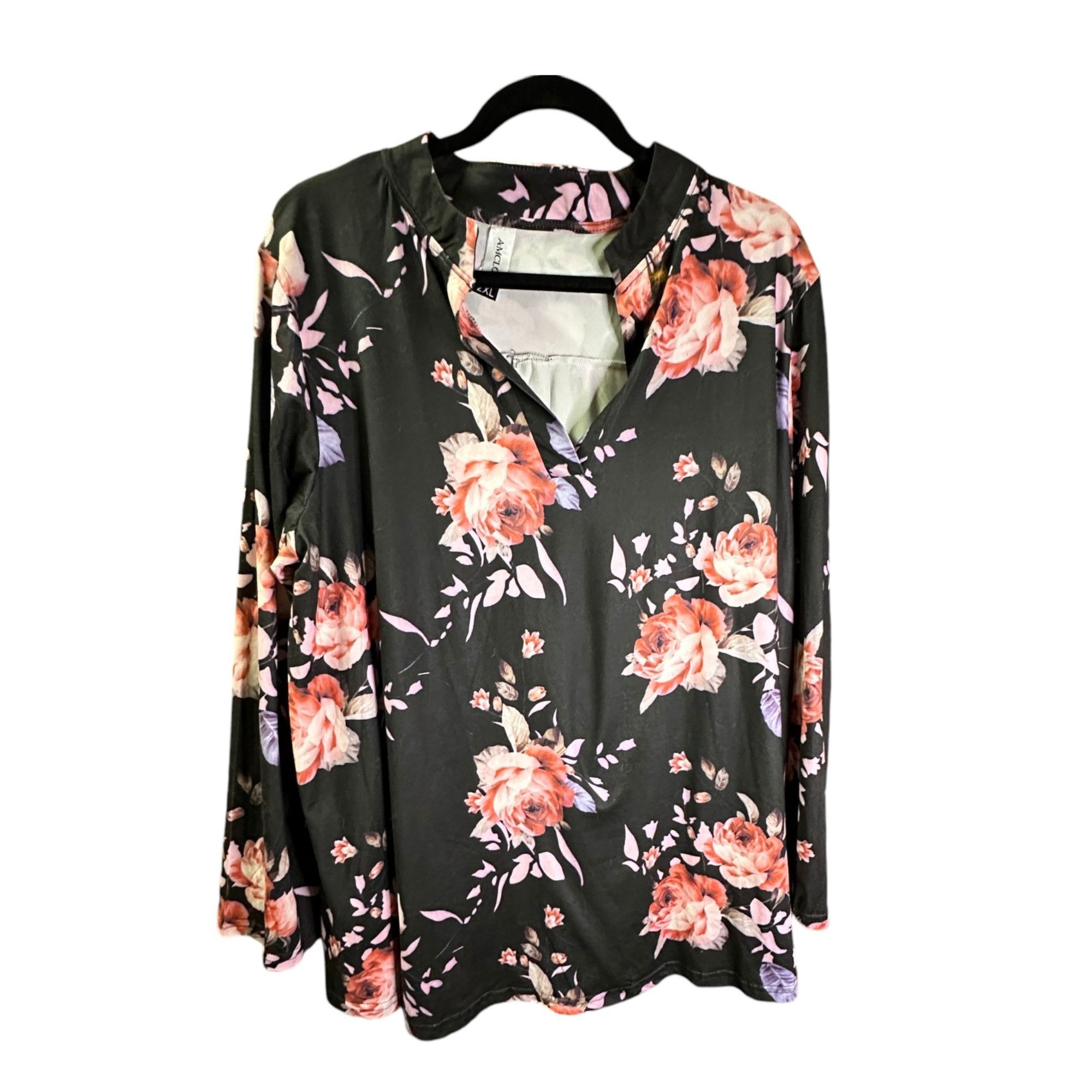 Other Amclos Womens Floral Long Sleeve Top 2XL Flowing Tab Sleeve Size XXL / US 16-18 / IT 52-54 - 7 Thumbnail