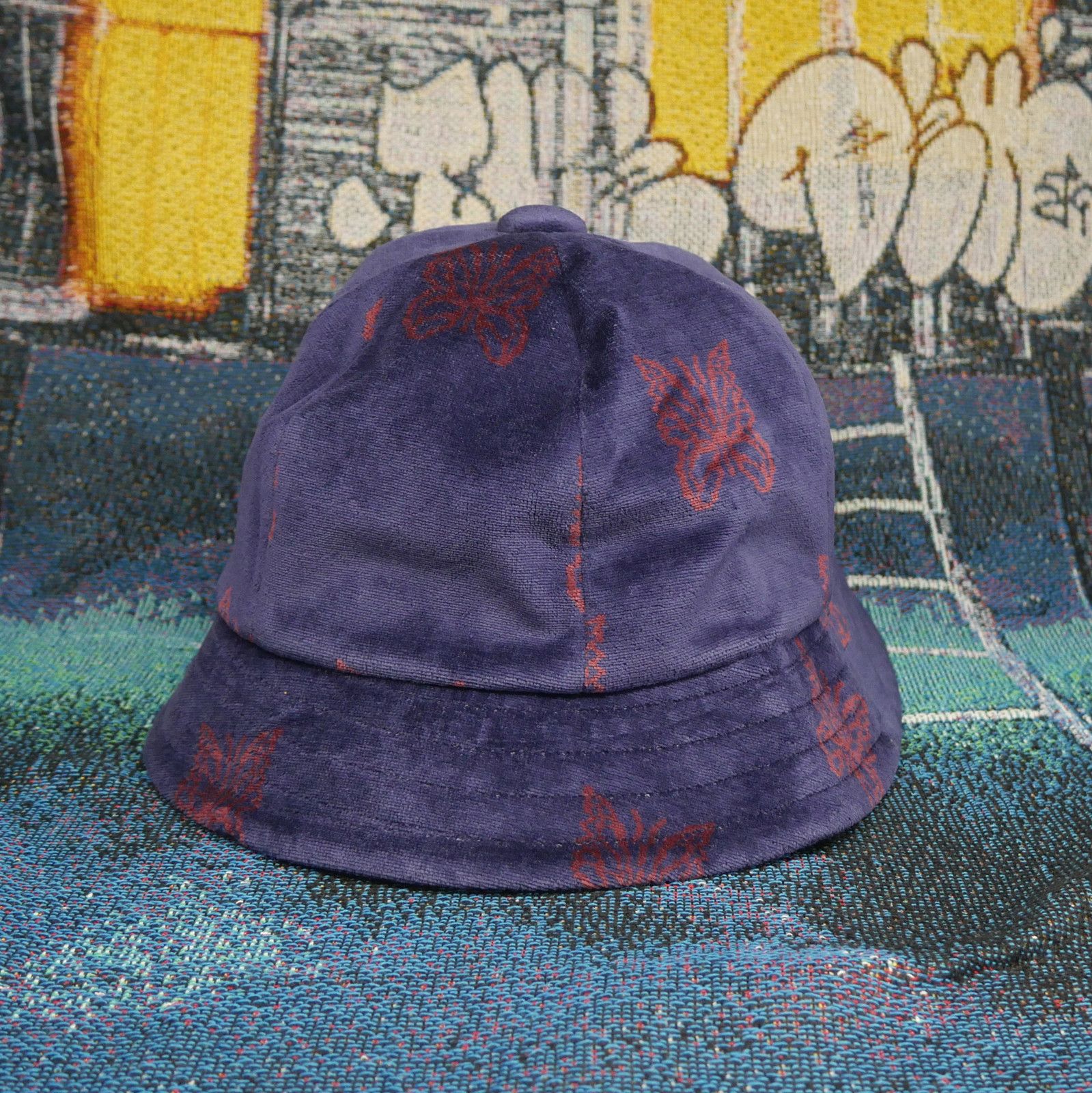 image of Needles Bermuda Bucket Hat Butterfly Logo Size Large in Bordeaux, Men's