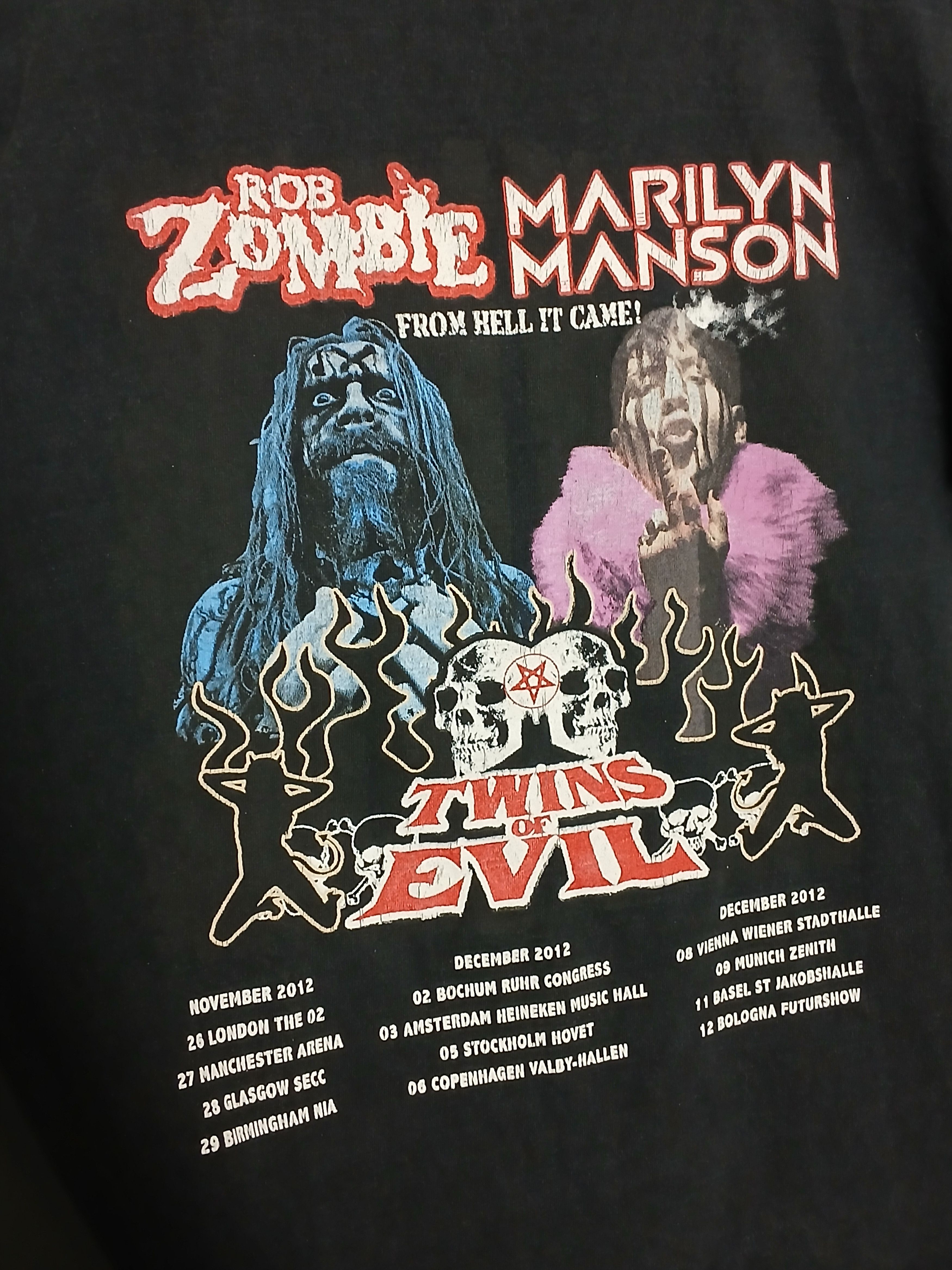 Band Tees × Marilyn Manson 2012 Twins Of Evil Marilyn Manson Rob Zombie T-Shirt Size US M / EU 48-50 / 2 - 3 Thumbnail