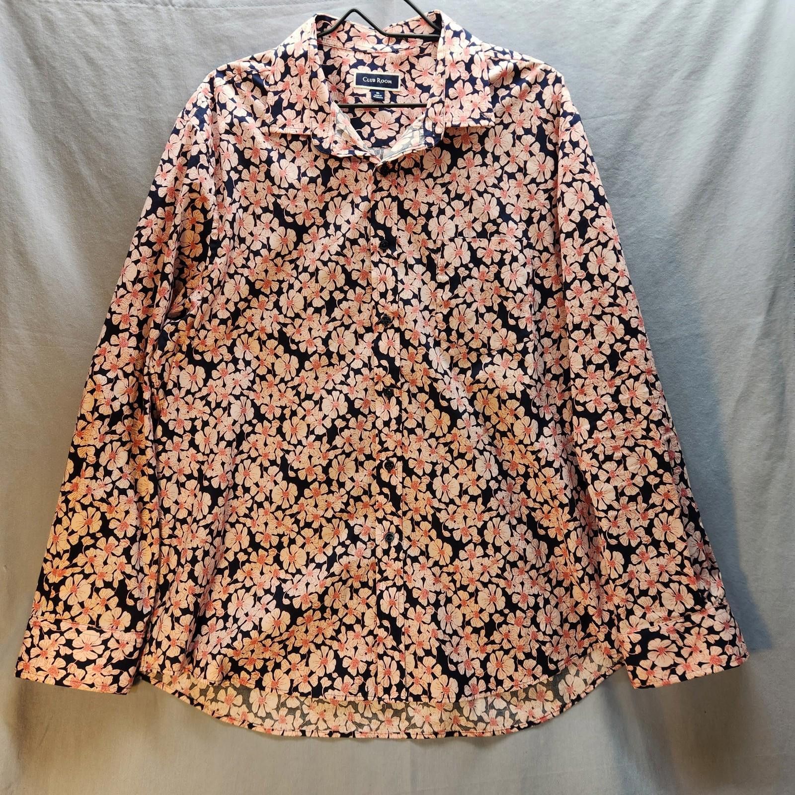 Club Room Club Room Pink Floral Print Mens Button Down Shirt Size XL Size US XL / EU 56 / 4 - 1 Thumbnail