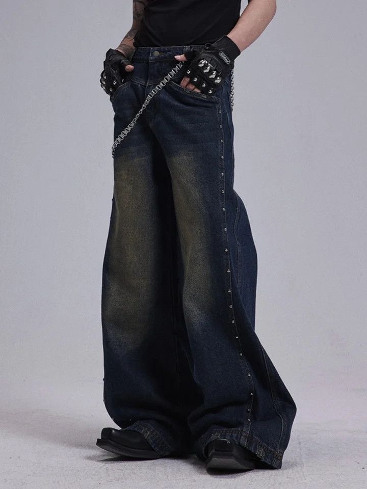 Japanese Brand × Jean × Vintage Vintage Rivet Patchwork Jeans Size US 33 - 1 Thumbnail