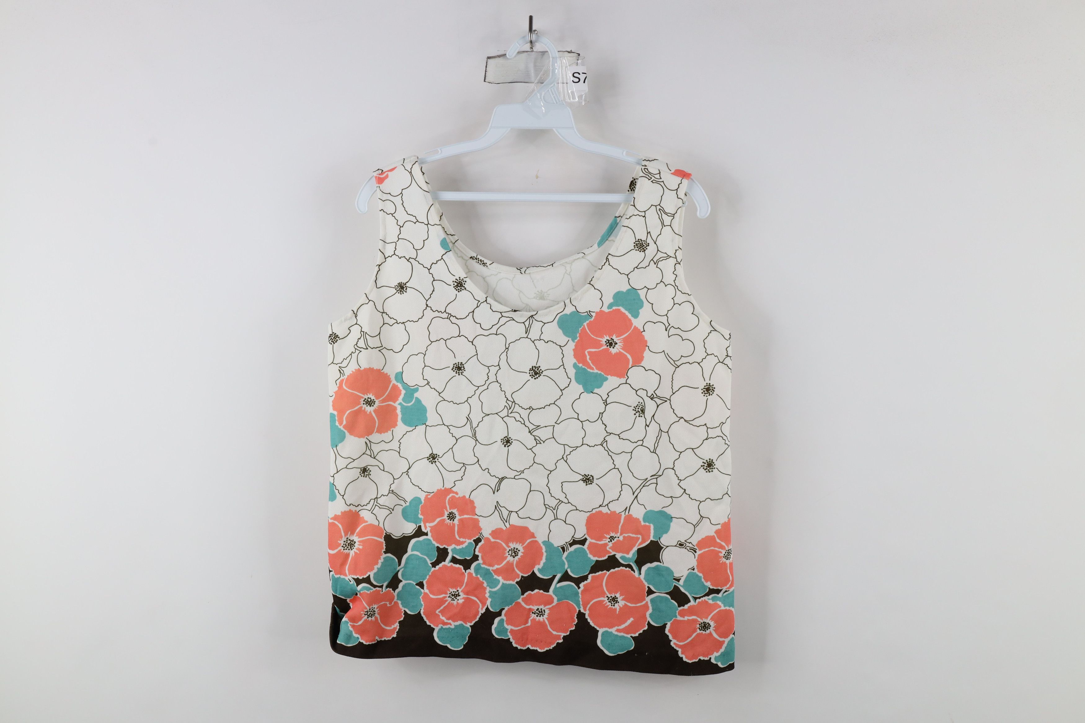 Vintage Vintage 70s Mid Century Modern MCM Flower Tank Top T-Shirt Size XL / US 12-14 / IT 48-50 - 1 Thumbnail