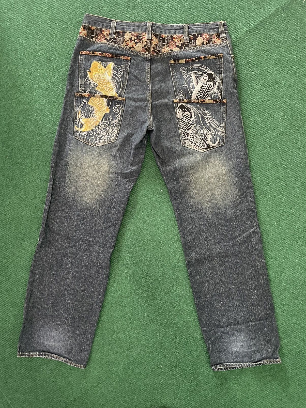 Japanese Brand Rare Japanese Jeans With Embroidery Fish Motifs Size US 38 / EU 54 - 5 Thumbnail