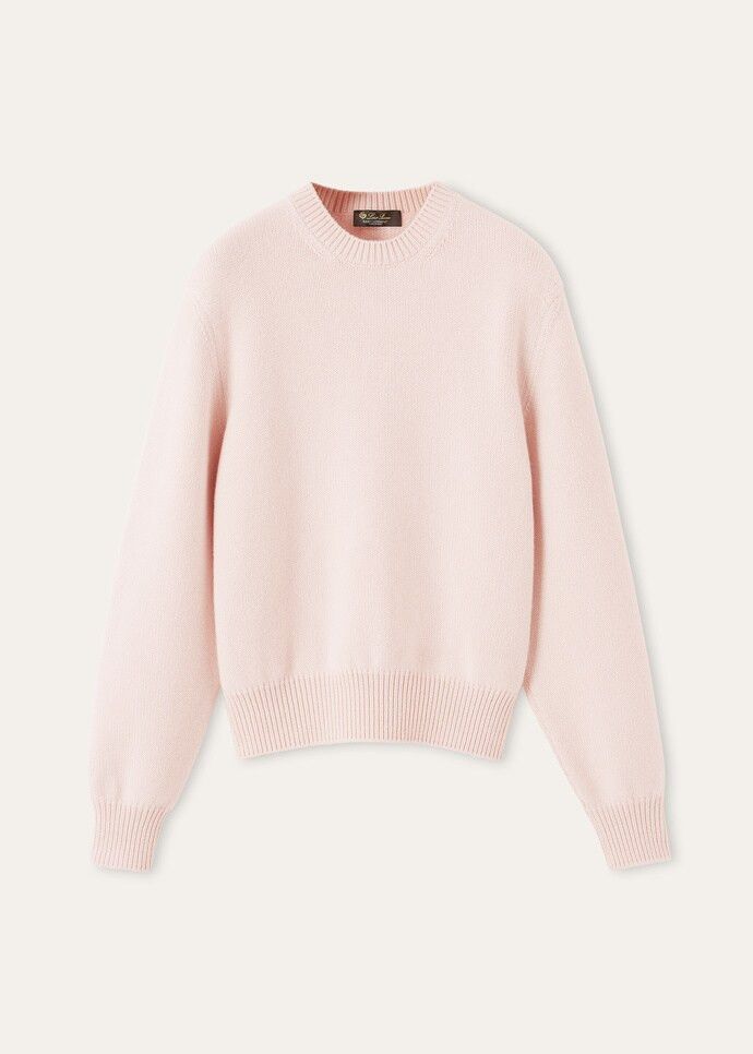 Loro Piana os11x0326 FAQ9314 Classic Crewneck Sweater in Pale Baby Rose Size L / US 10 / IT 46 - 1 Thumbnail