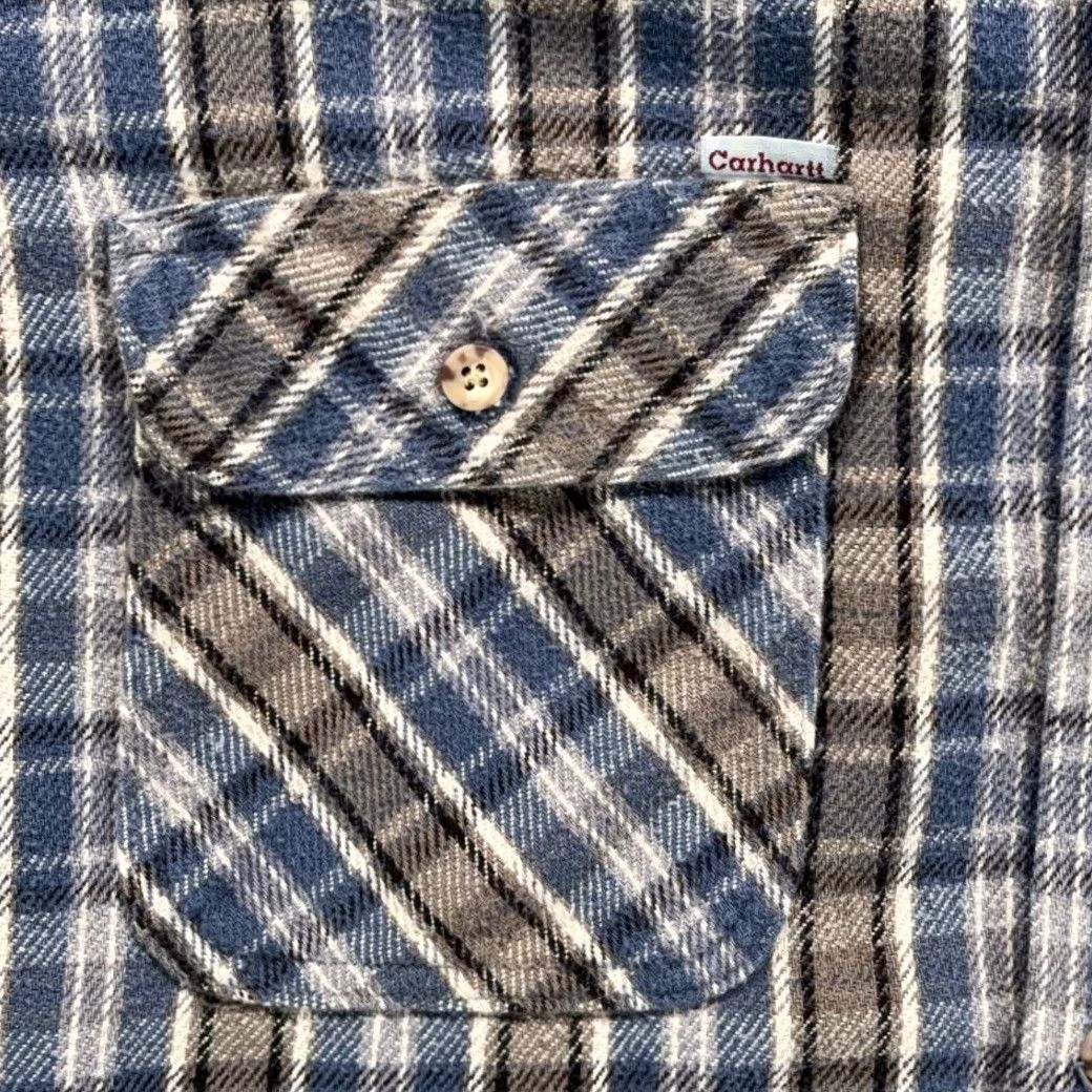Carhartt VINTAGE Carhartt Shirt Adult 3XL Blue Gray Plaid Flannel Workwear USA 90s Size US XXL / EU 58 / 5 - 7 Thumbnail