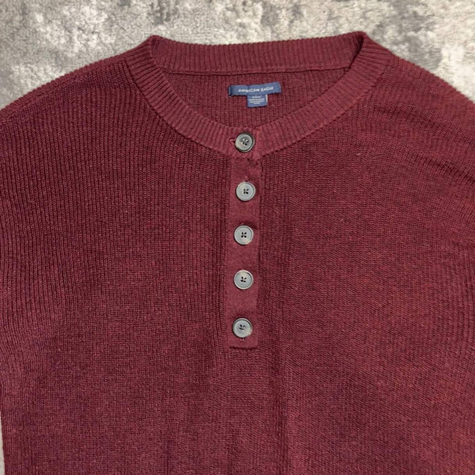 American Eagle Outfitters Y2K American Eagle Striped Henley Knit Sweater Size S / US 4 / IT 40 - 2 Thumbnail