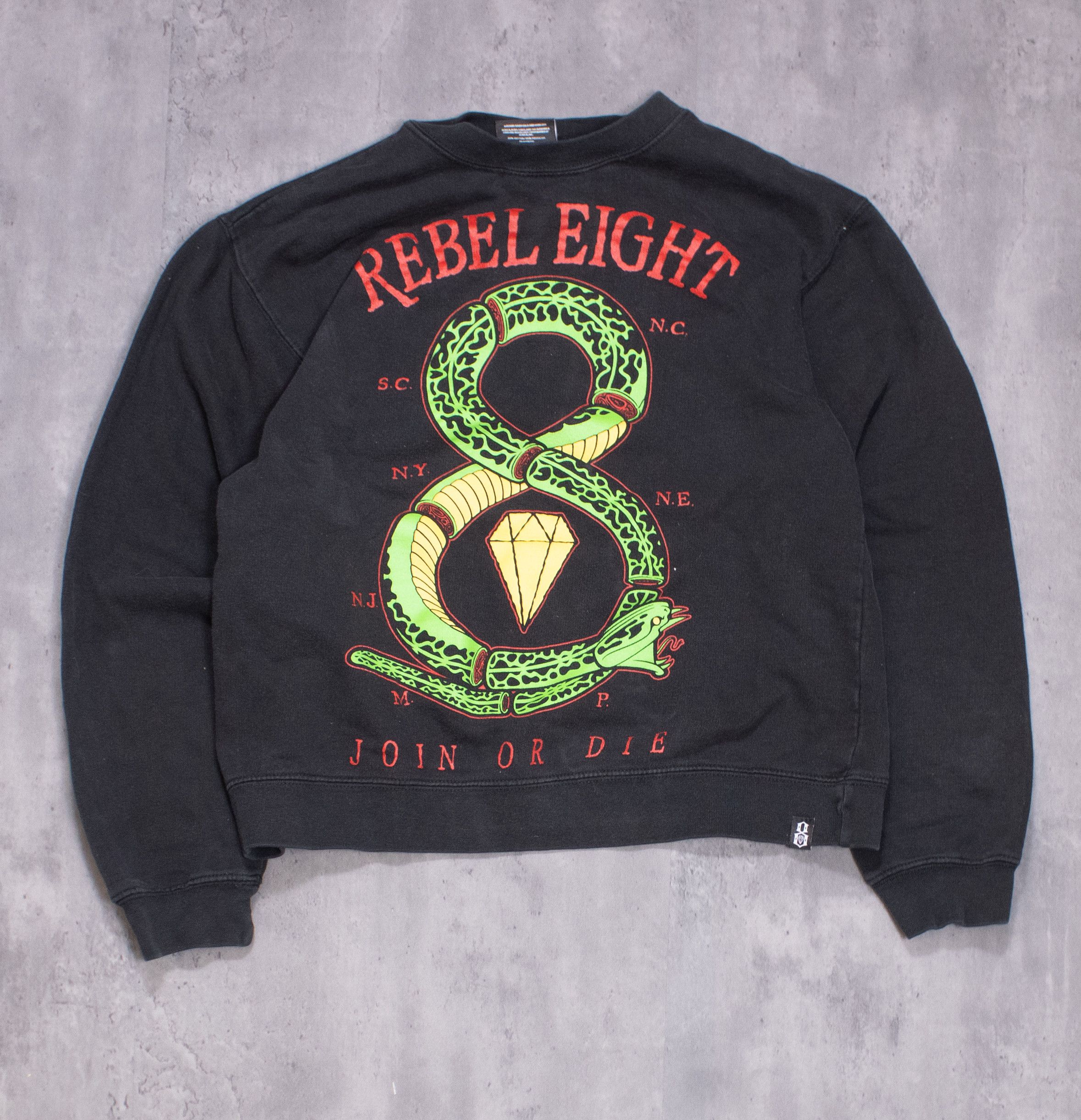 Vintage Rebel Eight Born or Die Black Crewneck Sweater Size US M / EU 48-50 / 2 - 3 Thumbnail