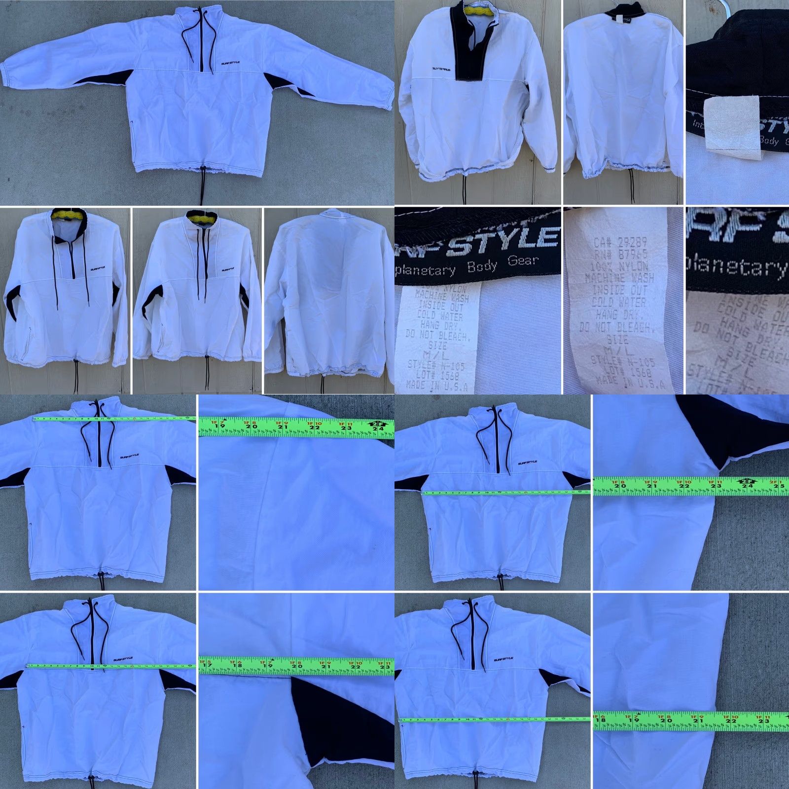 Vintage VINTAGE Surf Style Windbreaker Jacket M/L Adult White Nylon Logo Zipper Pockets 80s 90s Retro Beach Unisex Mens Womens Size US M / EU 48-50 / 2 - 8 Thumbnail