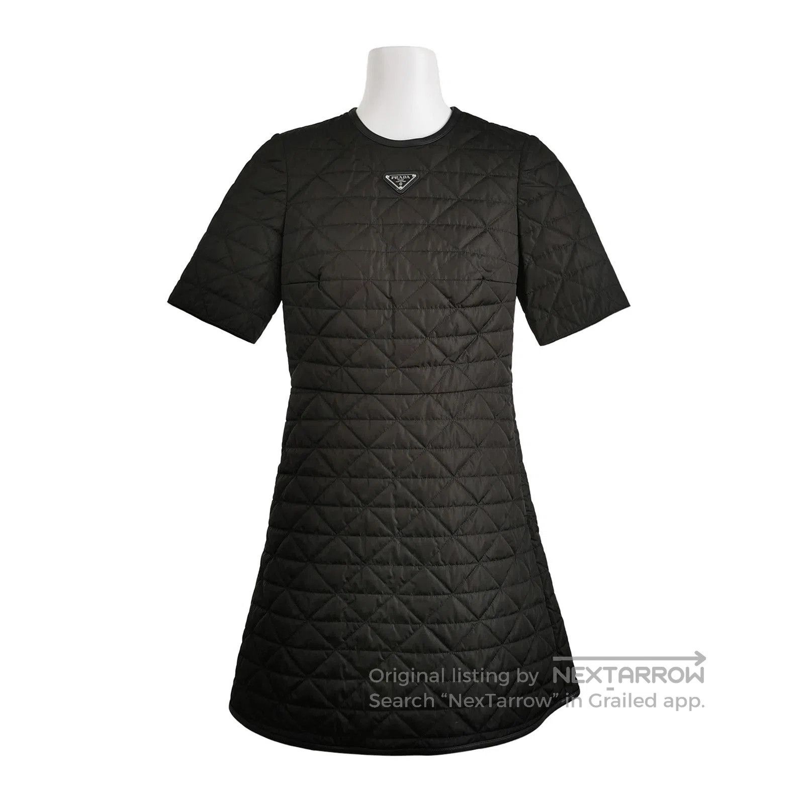 Prada Prada Black Quilted Logo Short Sleeve Dress . Size XXS / US 00 / IT 34 - 1 Thumbnail