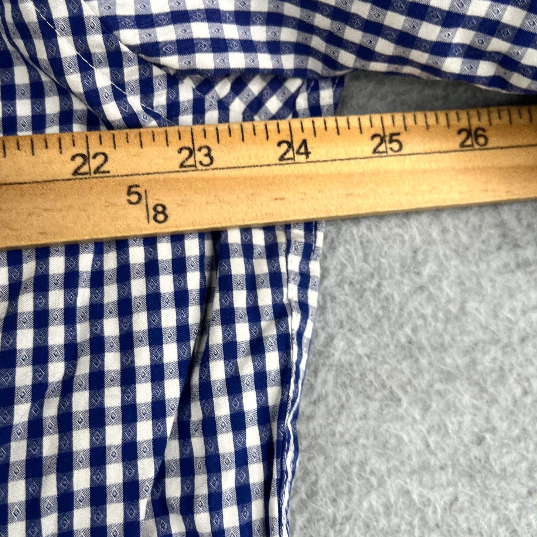 BUGATCHI BUGATCHI UOMO Classic Fit Shirt Button-Up Short Sleeve Mens Navy Gingham Large Size US L / EU 52-54 / 3 - 6 Thumbnail