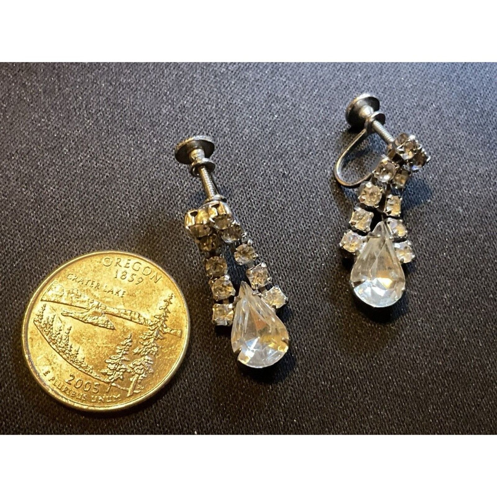 Other Vintage Crystal Dangle Earrings Screw Backs Size ONE SIZE - 3 Thumbnail