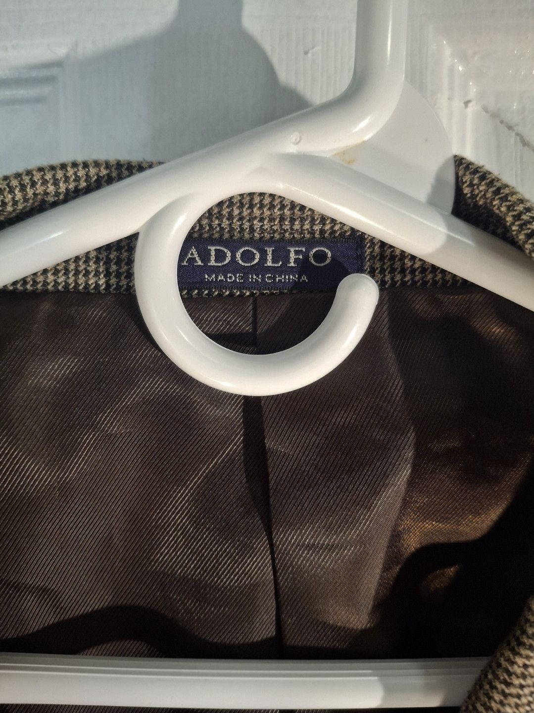 Other Adolfo Portly Fit Brown Houndstooth Sport Coat - Size 54S Size 54R - 7 Thumbnail