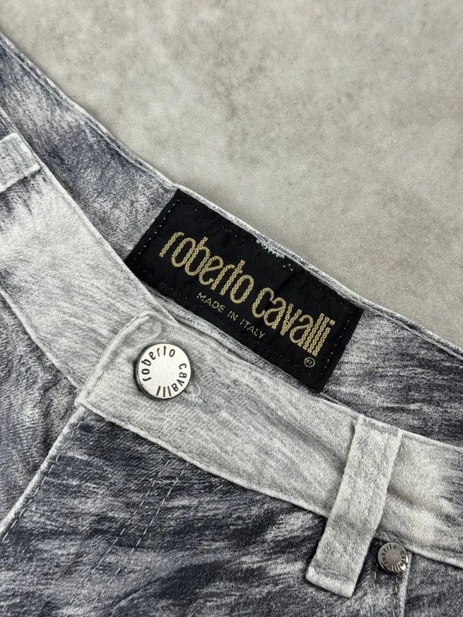 Roberto Cavalli 2000s Roberto Cavalli Grizzly Fur Print Grey Pants Size US 31 - 7 Thumbnail