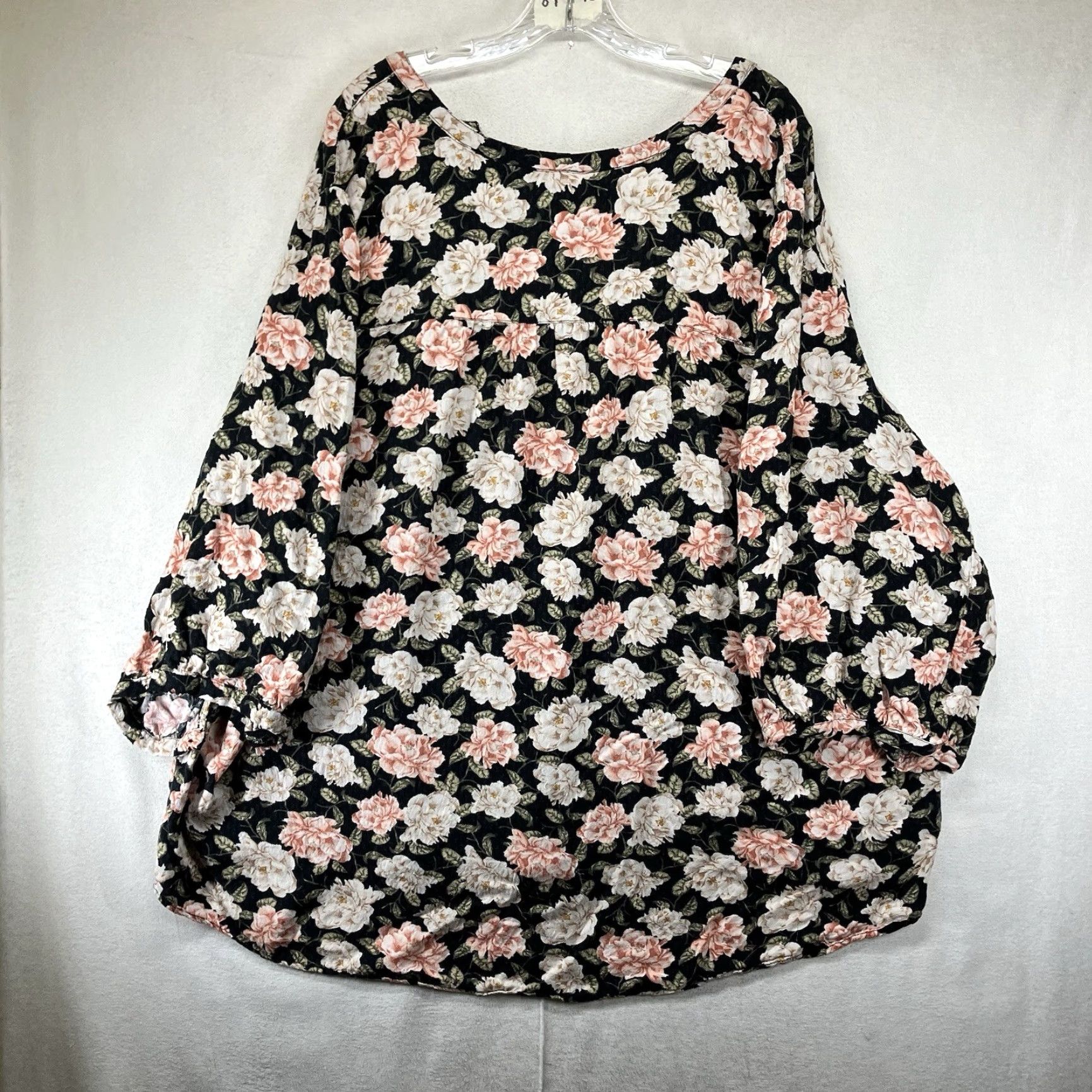 Torrid Torrid Women's Plus Size Relaxed Fit Black Rayon Blouse with Floral Print, Long Sleeve, V-Neck, Casual, Size 5, Bohemian Gothic Theme Size S / US 4 / IT 40 - 2 Thumbnail
