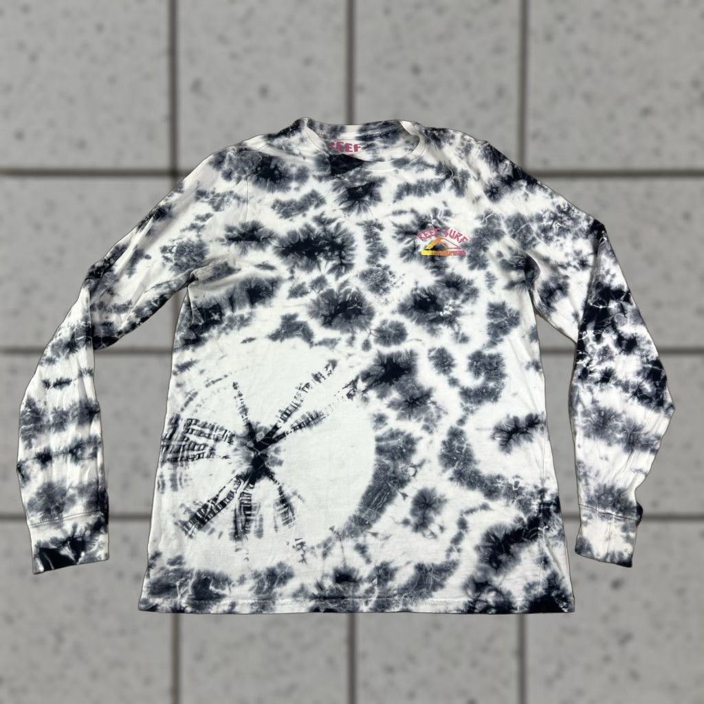 REEF Reef Surf Beach T Shirt Long Sleeve Tie Dye White White L Men Cotton Graphic Print Regular Vintage No Size US L / EU 52-54 / 3 - 1 Thumbnail