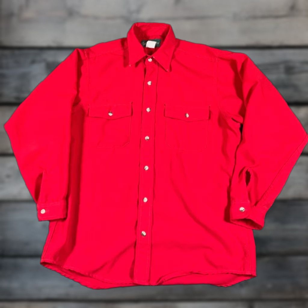 Vintage VTG 90s Gander Mountain Twill Work Shirt Adult Large XL Red Midweight Outdoor Mens Button-Front Collar Shirt Size US L / EU 52-54 / 3 - 1 Thumbnail