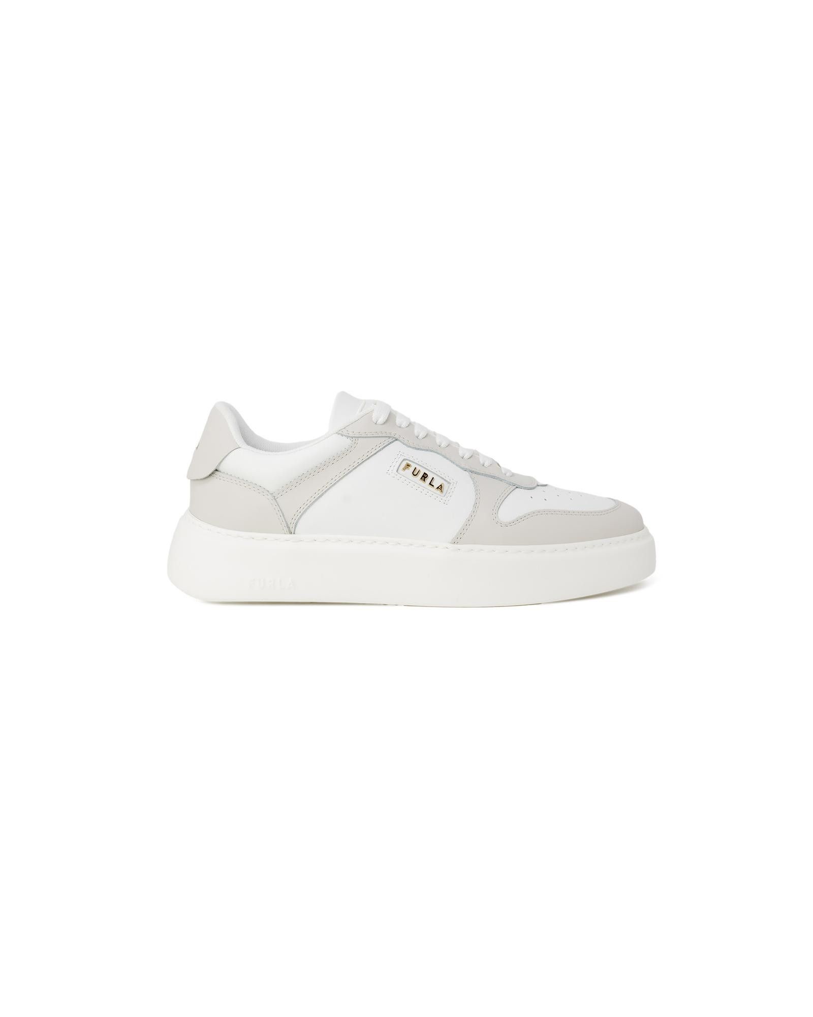 image of Furla Lace-Up Leather Sneakers in Grey, Women's (Size 7)