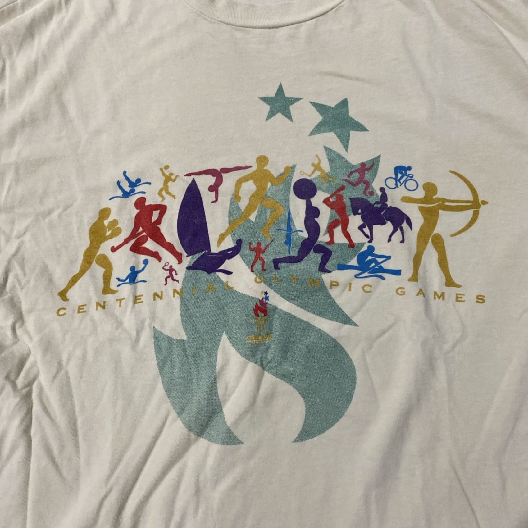 Vintage VINTAGE Atlanta 1996 Olympic Games Centennial SHIRT XL White Unisex Adults 90s T-Shirt Mens Womens Size US XL / EU 56 / 4 - 2 Thumbnail
