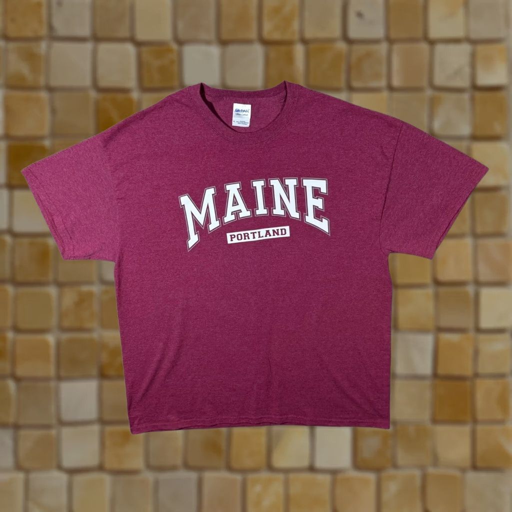 Gildan Maine "Portland" USA Souvenir Graphic Red Cotton T-Shirt XL Men Size US XL / EU 56 / 4 - 1 Thumbnail