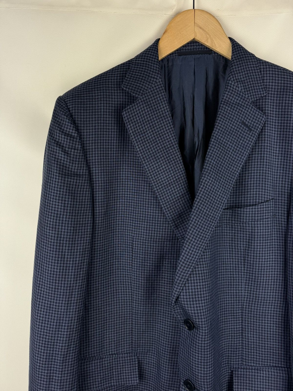 Ermenegildo Zegna Ermenegildo Zegna Duo Wool Silk Linen Checked Blazer Jacket Size 46R - 2 Thumbnail