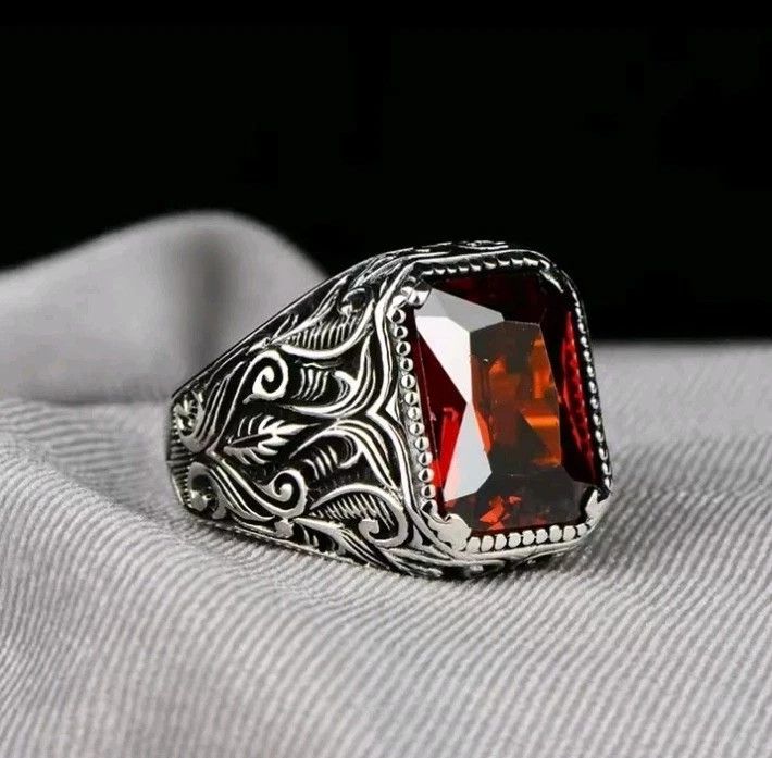 Other Turkish Signet Ring For Men Ancient Zircon Inlay Size 11 Size ONE SIZE - 4 Thumbnail