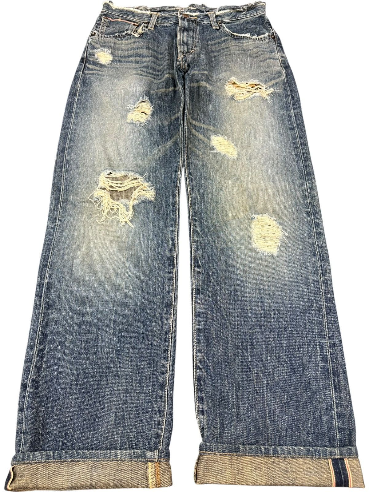 Edwin Vintage Japanese Edwin 505 Selvedge Wash Distress Loose Jean Size US 29 - 1 Thumbnail