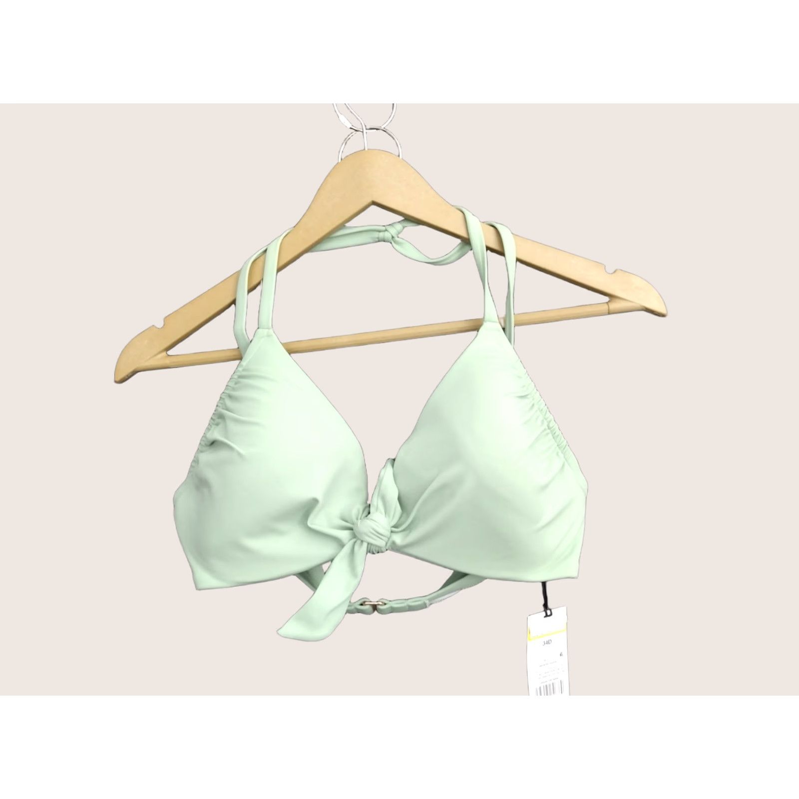 Vintage Shade & Shore Green Front Tie Spaghetti Bikini Swim Top Padded Size 34D Women Solid Nylon Polyester Spandex Beach 90s Theme Mens Womens Girls 0 Size XXS / US 00 / IT 34 - 1 Thumbnail